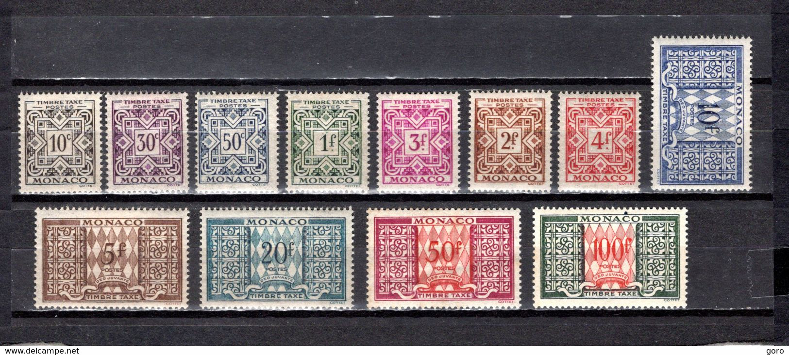 Mónaco   1946-57  .-   Y&T  Nº   29/39    Taxa    *  ( C/charniere )       (  38  Doblez   ) - Fiscaux