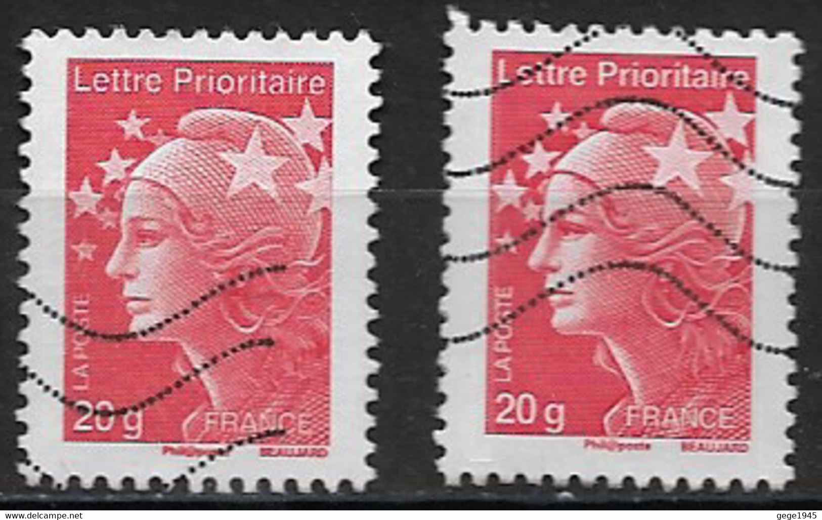 France Oblitéré  2011   N° 4566 Et 4566a   Lettre Prioritaire  Rouge - 2008-2013 Marianne De Beaujard