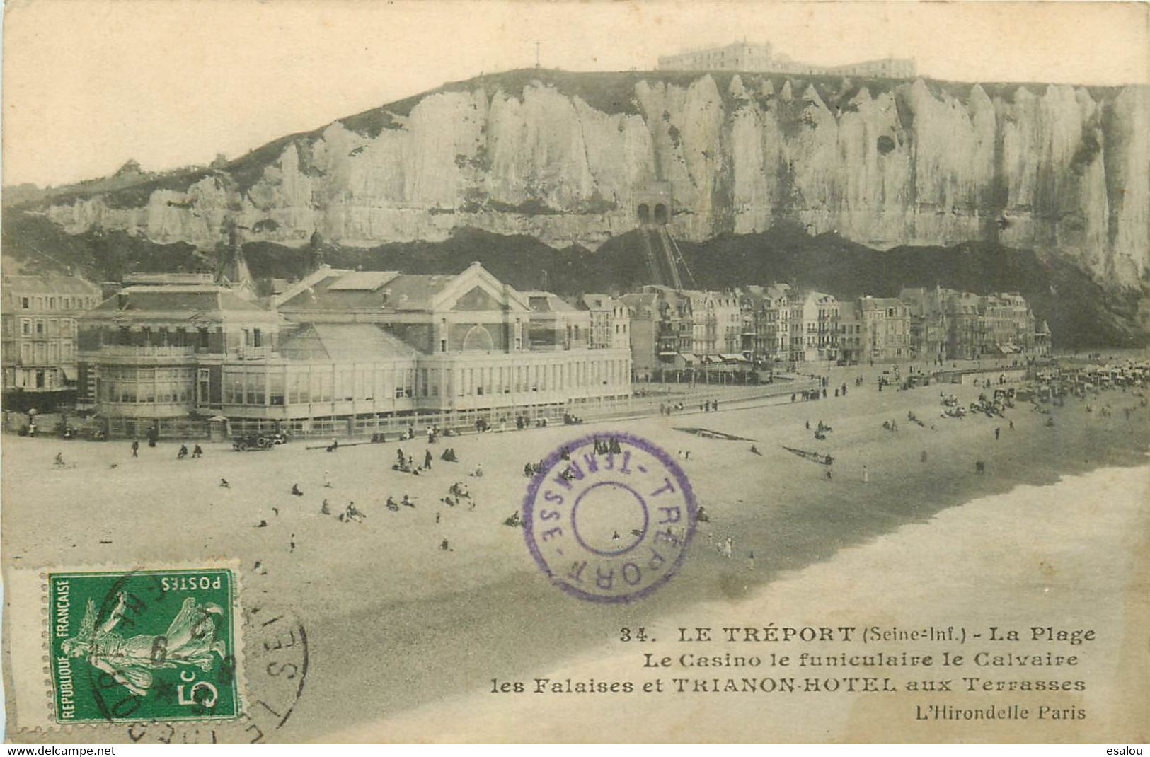 76 LE TREPORT. Falaises Et Trianon Hôtel Casino Et Funiculaire 1912 - Le Treport