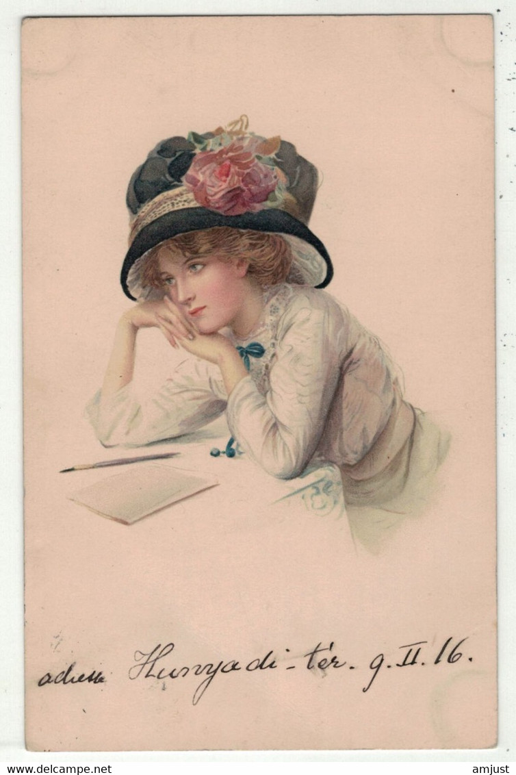 Illustrateurs Non Signés  // Femme Avec Chapeau - 1900-1949