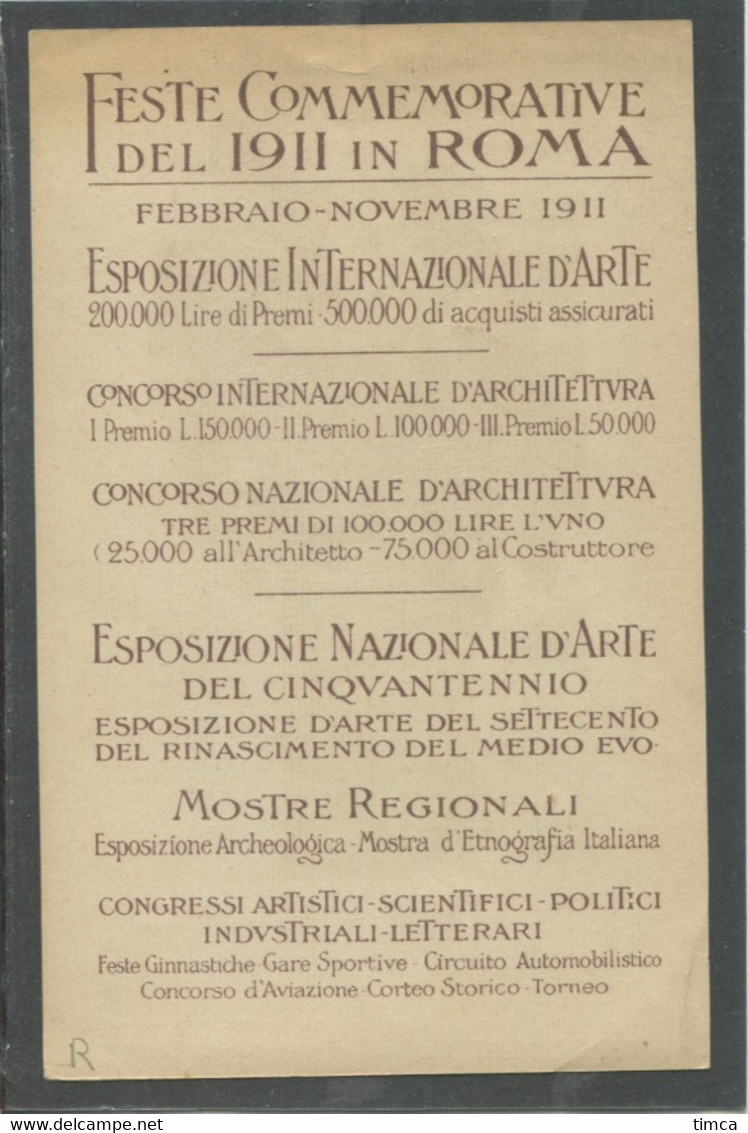 10636 Volantino - Roma Febbraio-novembre 1911 - Feste Commemorative Della Proclamazione Regno D'Italia - Inaugurations