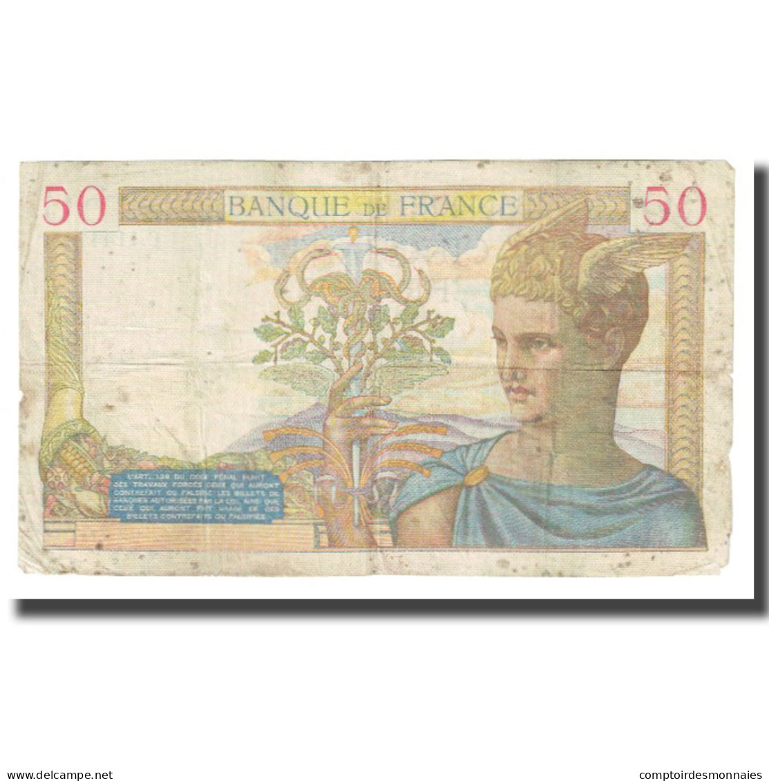 France, 50 Francs, 1939, P. Rousseau And R. Favre-Gilly, 1939-11-09, TB - 50 F 1934-1940 ''Cérès''