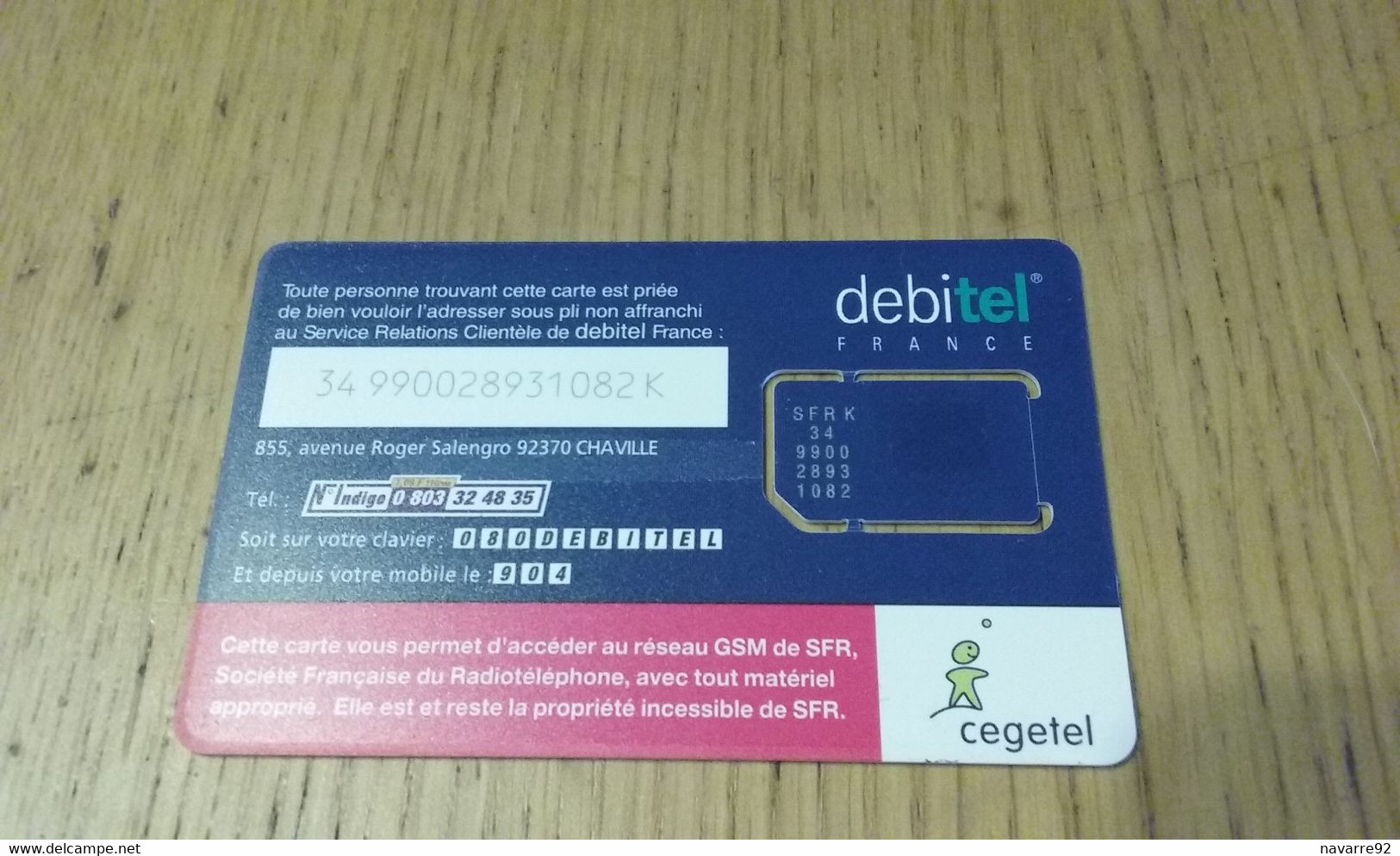 JOLIE CARTE GSM SIM DEBITEL SFR T.B.E !!! - Otros & Sin Clasificación