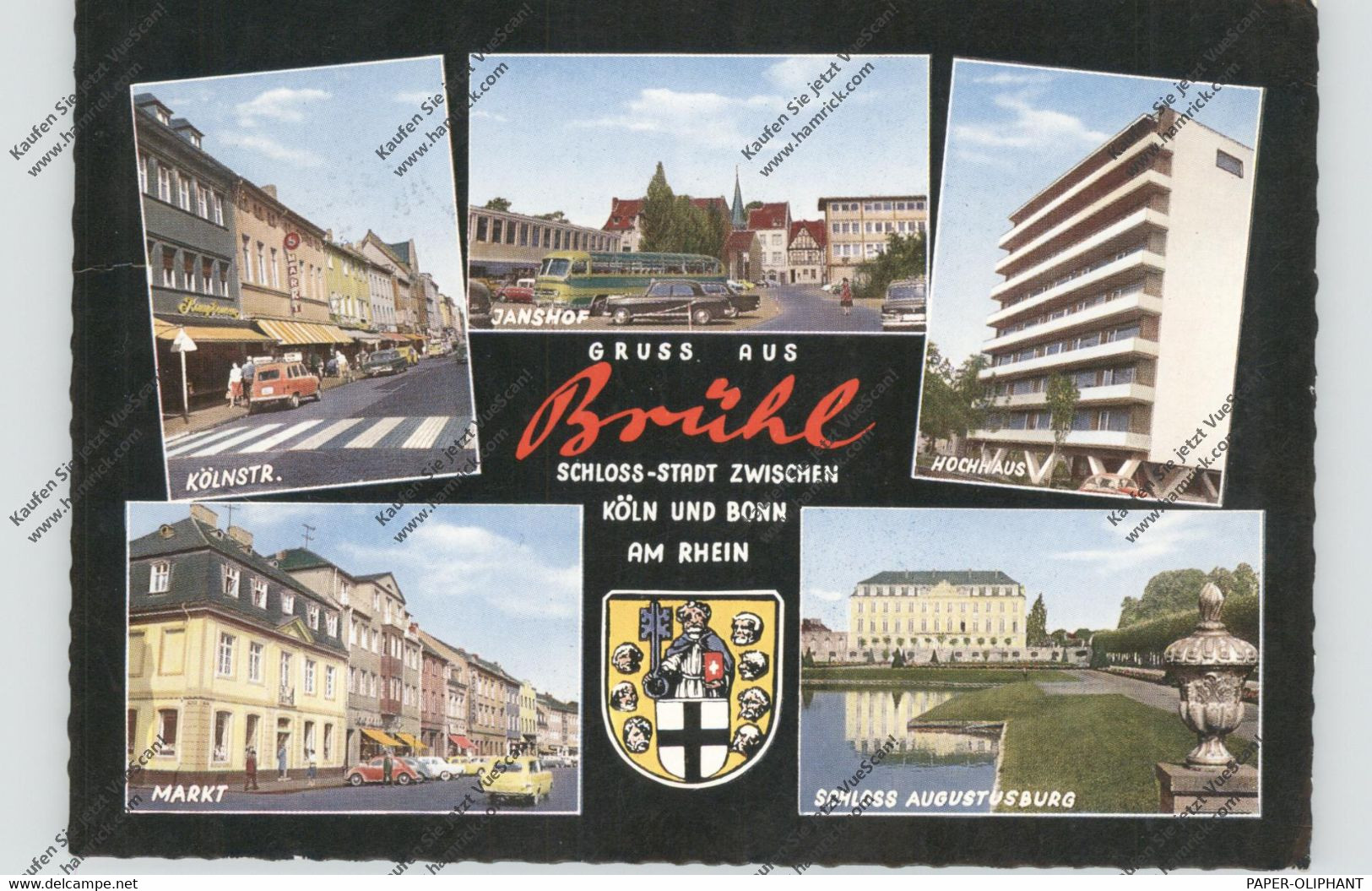 5040 BRÜHL, Mehrbild-AK, Stadtwappen, Oldtimer - Bruehl