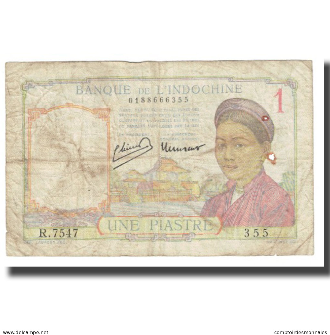 Billet, FRENCH INDO-CHINA, 1 Piastre, Undated 1932, KM:54a, TB - Indochina