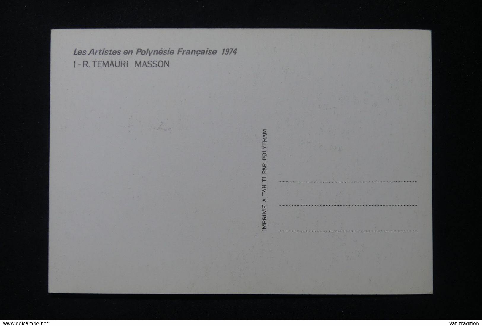 POLYNÉSIE - Carte Maximum En 1974 - Oeuvre De Temaru-Masson - L 88629 - Maximum Cards