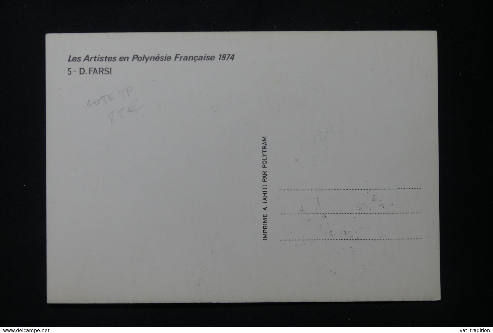 POLYNÉSIE - Carte Maximum En 1974 - Oeuvre De D. Farsi - L 88631 - Maximumkarten
