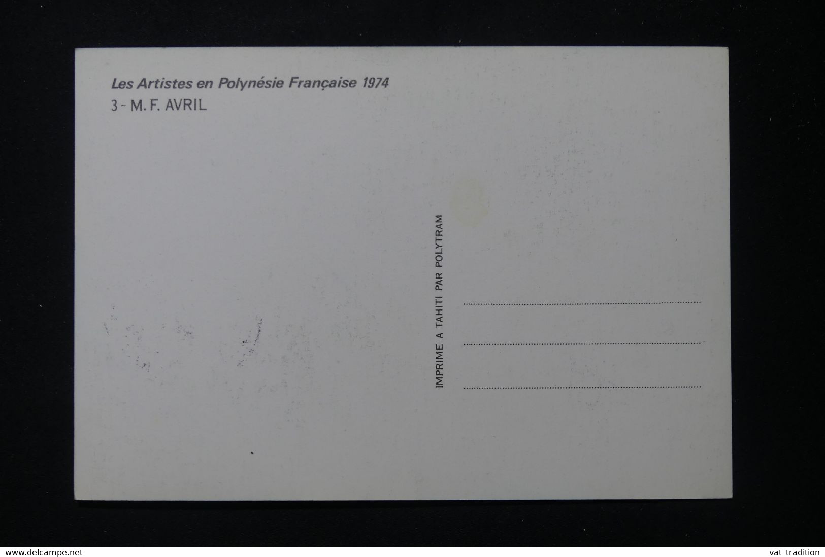 POLYNÉSIE - Carte Maximum En 1974 - Oeuvre De M.F. Avril - Polynésien - L 88632 - Cartoline Maximum
