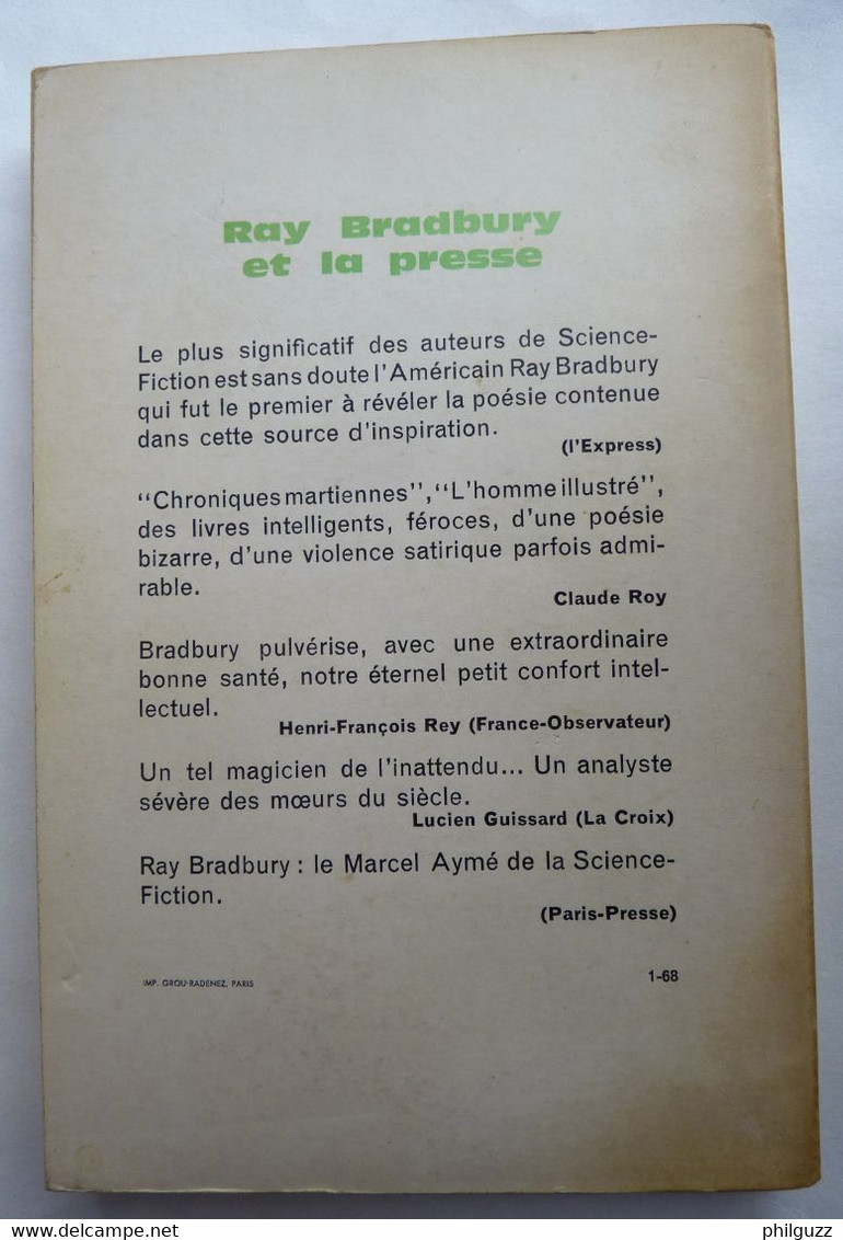 LIVRE SF DENOEL PRESENCE DU FUTUR 1 CHRONIQUES MARTIENNES Ray BRADBURY Rééd 01-1968 - Présence Du Futur