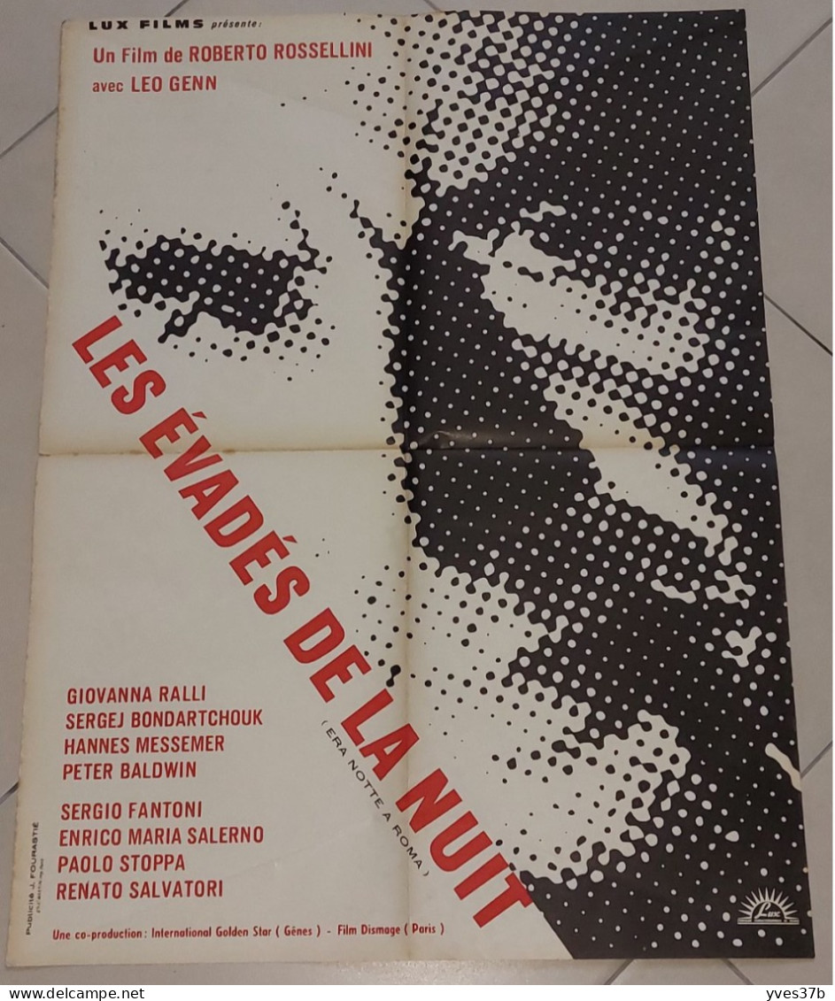 "Les Évadés De La Nuit" Roberto Rosselini...1960 - 60x80 - TTB - Plakate & Poster