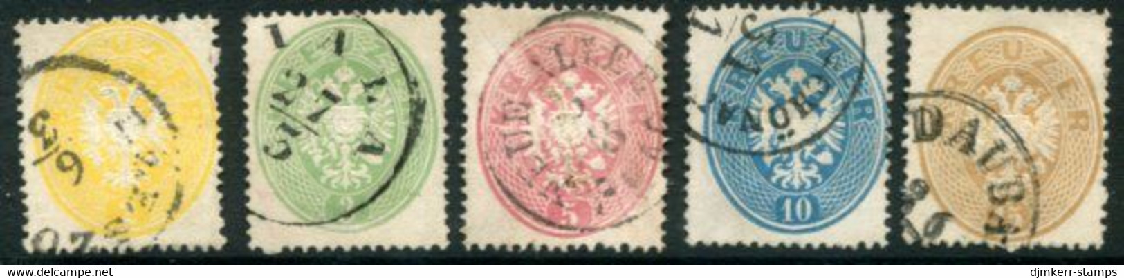 AUSTRIA 1863 Arms Set Perforated 14 Fine Used.  Michel 24-28 - Used Stamps