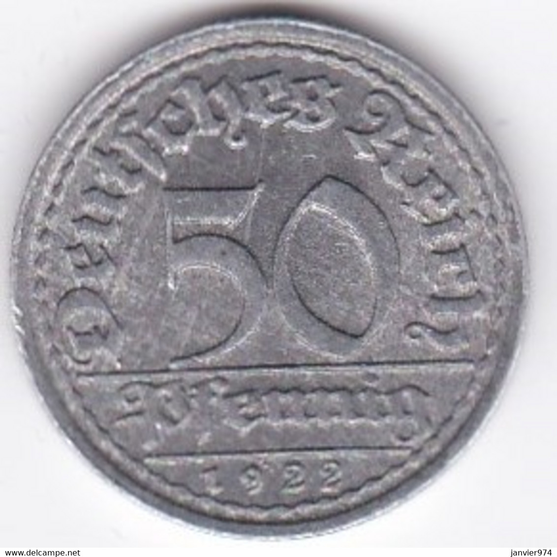 République De Weimar 50 Pfennig 1922 F STUTGART  , En Aluminium - 50 Renten- & 50 Reichspfennig