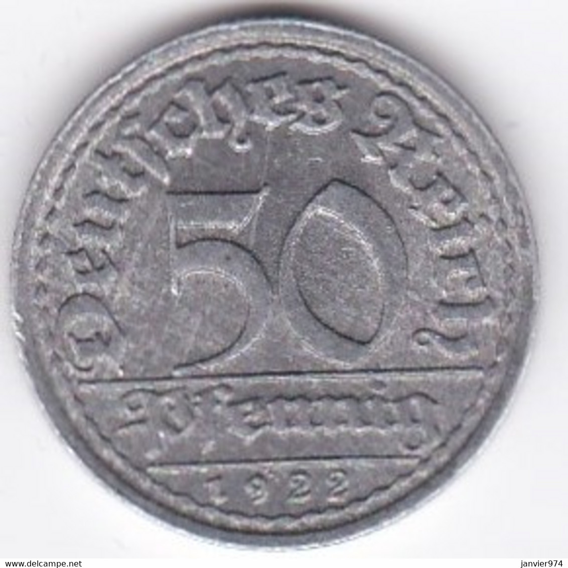 République De Weimar 50 Pfennig 1922 F STUTGART  , En Aluminium - 50 Rentenpfennig & 50 Reichspfennig