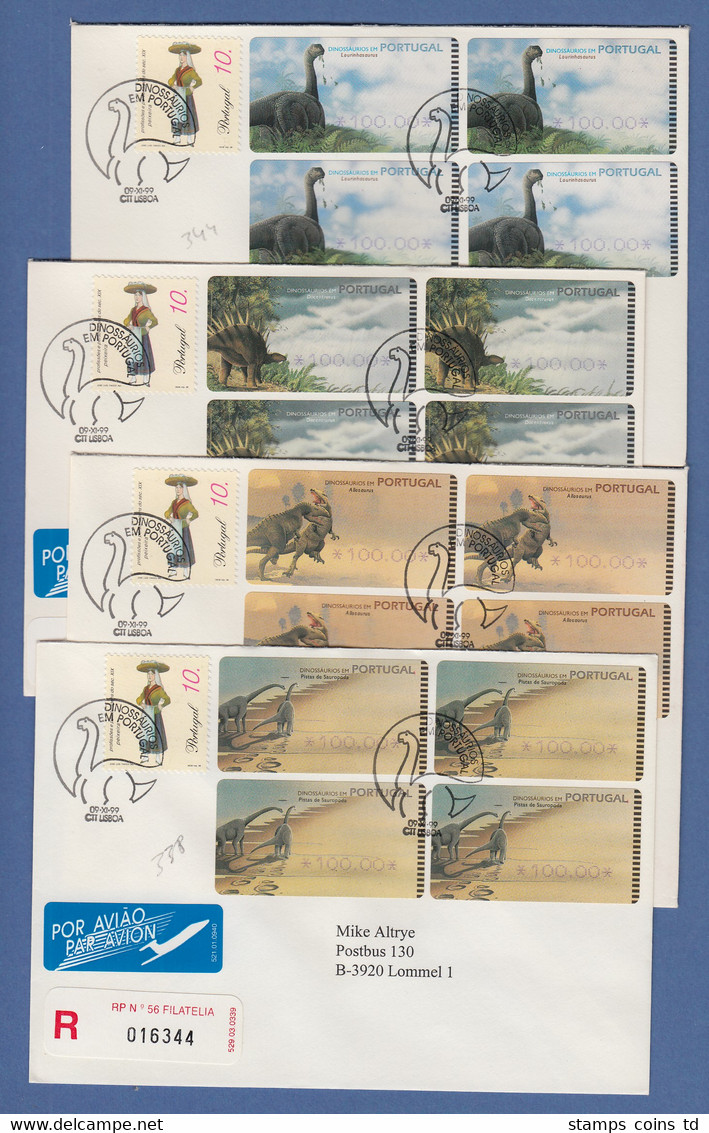 Portugal 1999 ATM Dinosaurier SMD Mi.-Nr. 24-27.1 Je R-Brief Mit 4 ATM 100.00 - Vignette [ATM]