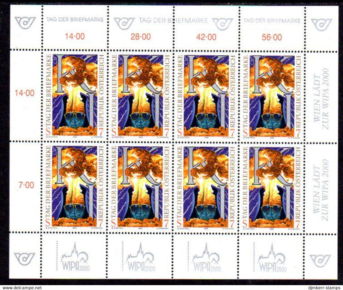 AUSTRIA 1999 Stamp Day Sheetlet, MNH / **.  Michel 2289 Kb - Blokken & Velletjes