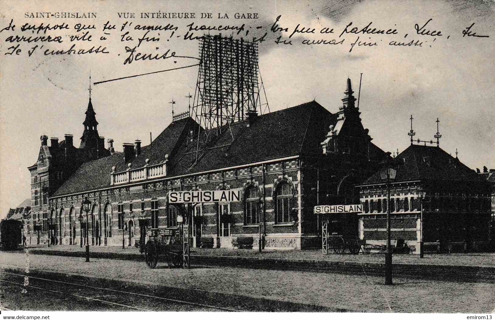 Saint Ghislain Vue Intérieure De La Gare Du Chemin De Fer 1908 - Saint-Ghislain