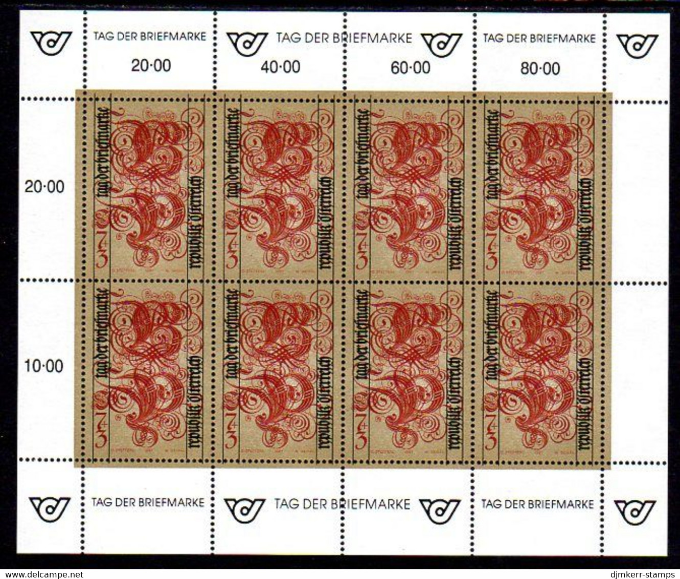 AUSTRIA 1991 Stamp Day Sheetlet, MNH / **.  Michel 2032 Kb - Blocks & Kleinbögen