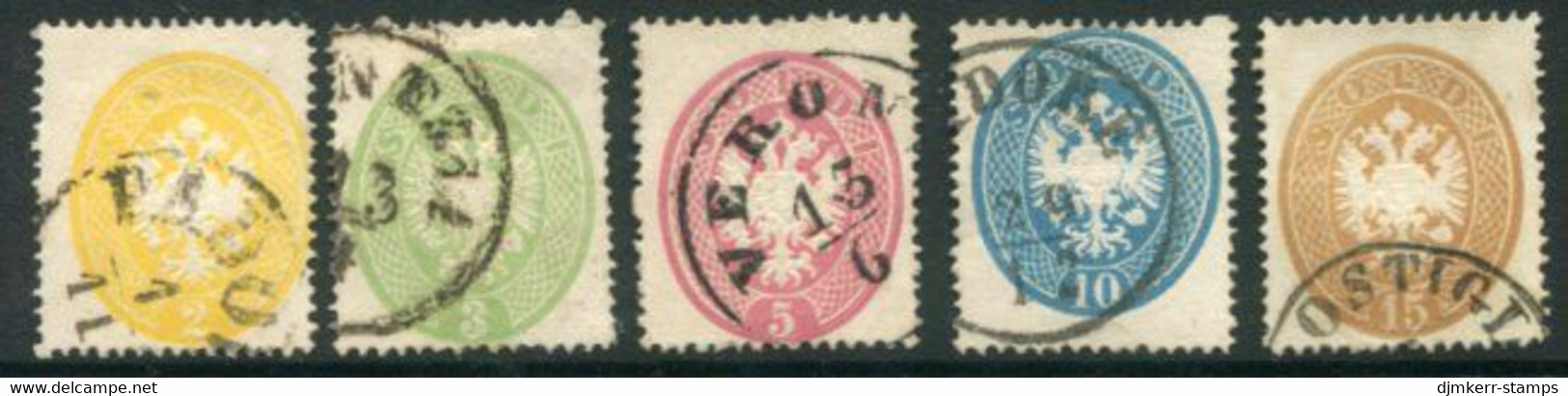 AUSTRIA: LOMBARDY VENETIA 1863 Arms Set Of 5  Perforated 14,  Used.  Michel 14-18 - Usati