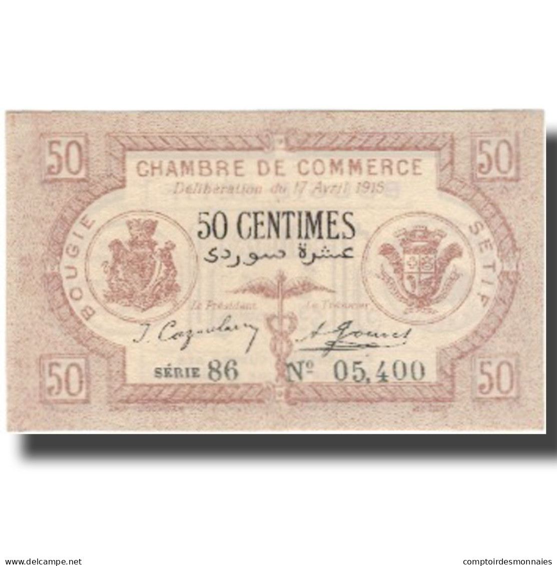 Billet, Algeria, 50 Centimes, Chambre De Commerce, 1915, 1915-04-17, SUP+ - Algérie
