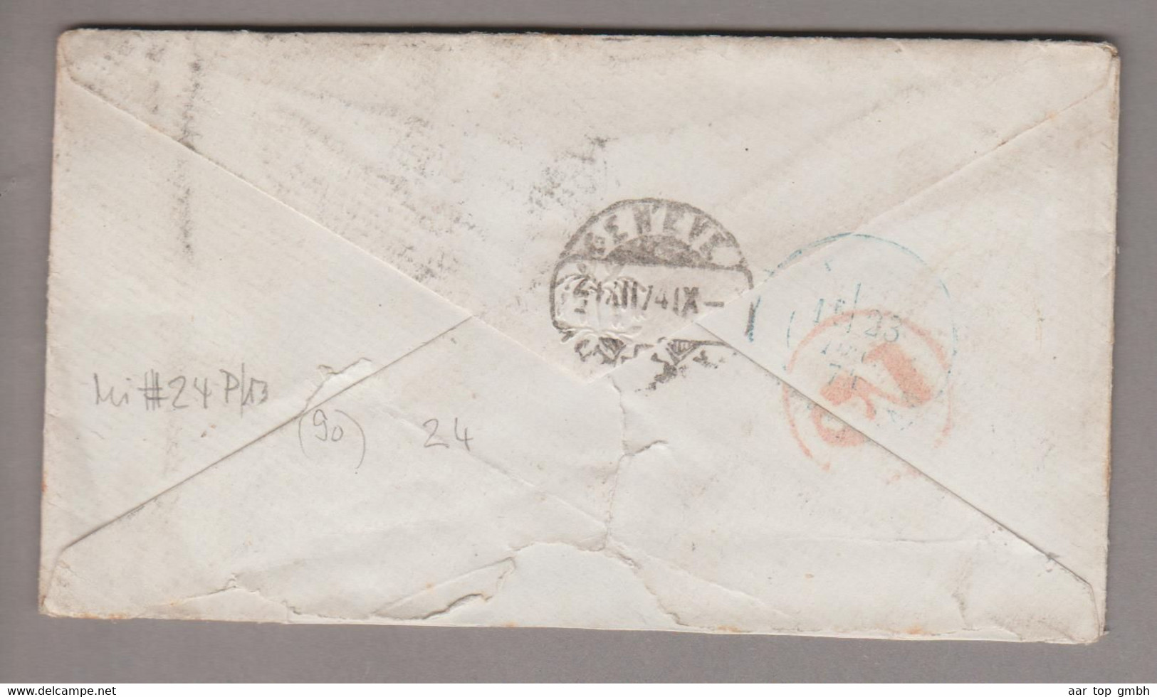 Grossbritannien 1874-12-22 Manchester Brief Via France Nach Geneve Mit 1P+4P Mi#24 Pl13 - Covers & Documents