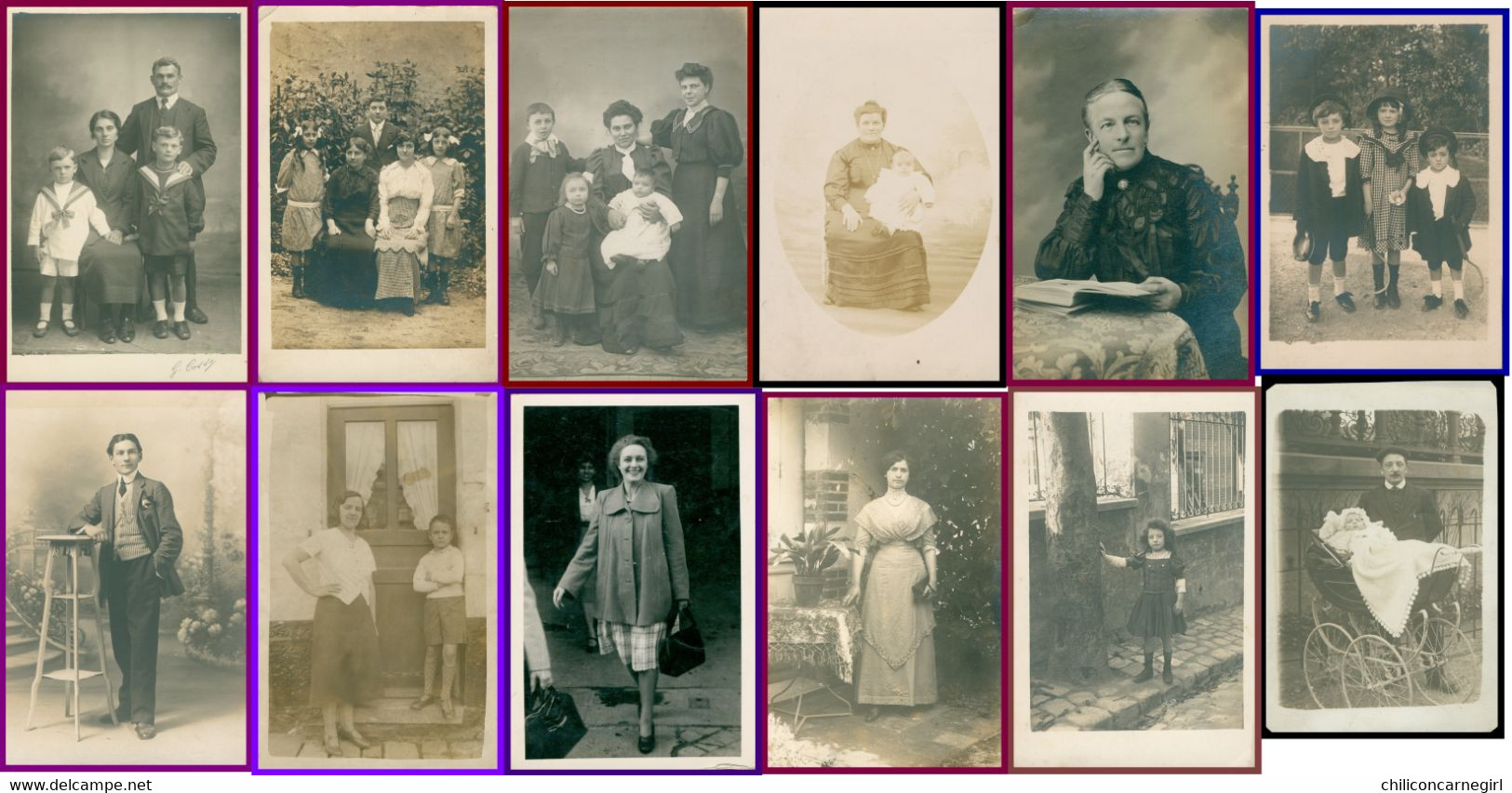 Lot De 12 Cp Photo - Femme - Enfants - Bébé - Homme - Volley - Poussette - Fillette - Garçon - Famille - Frau - Lady - 5 - 99 Cartes