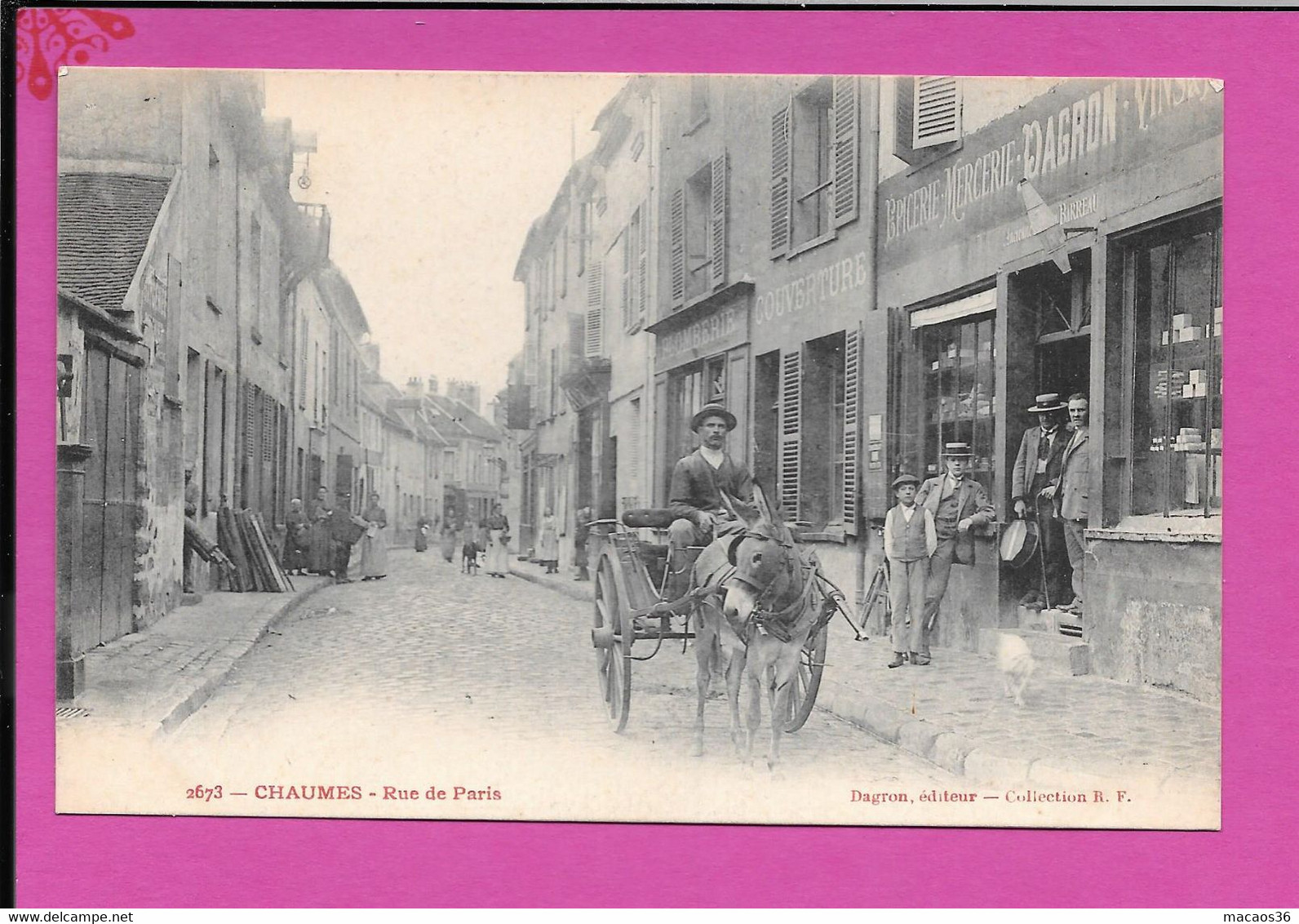 Chaumes Rue De Paris / En Brie Seine Et Marne Animée Attelage Ane / Dragon 2673 / CPA 1903 TB++ - Andere & Zonder Classificatie