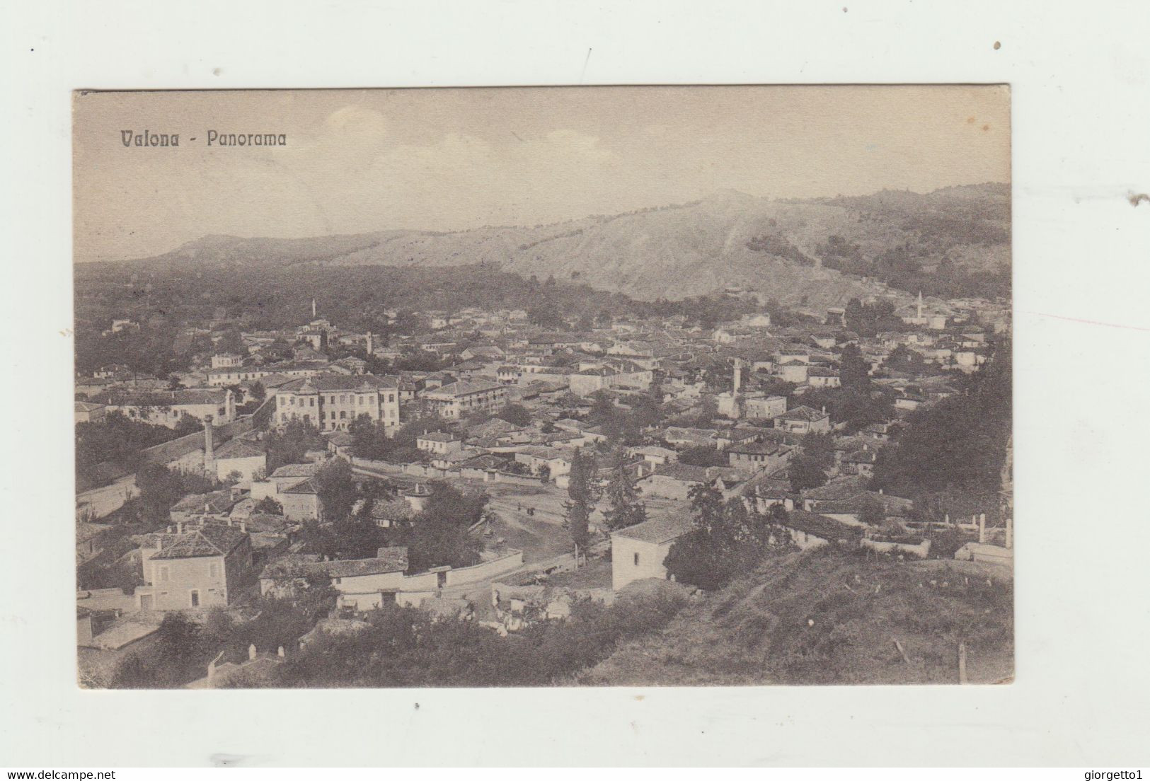 CARTOLINA VALONA -PANORAMA POSTA MILITARE ALBANIA N.1 ANNULLO R. CORPO SPECIALE VERIFICATO CENSURA WW1 - Albanie