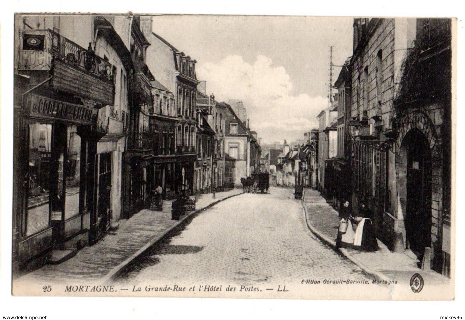 MORTAGNE --1923--La Grande Rue Et L'Hôtel Des Postes (animée,commerces)....à Saisir - Mortagne Au Perche