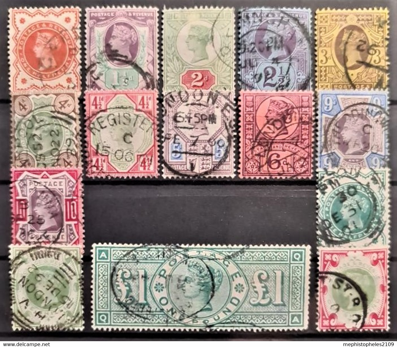 GREAT BRITAIN 1887/92 - Canceled - Sc# 111-122, 124-126 - Complete Jubilee Edition! - Gebraucht