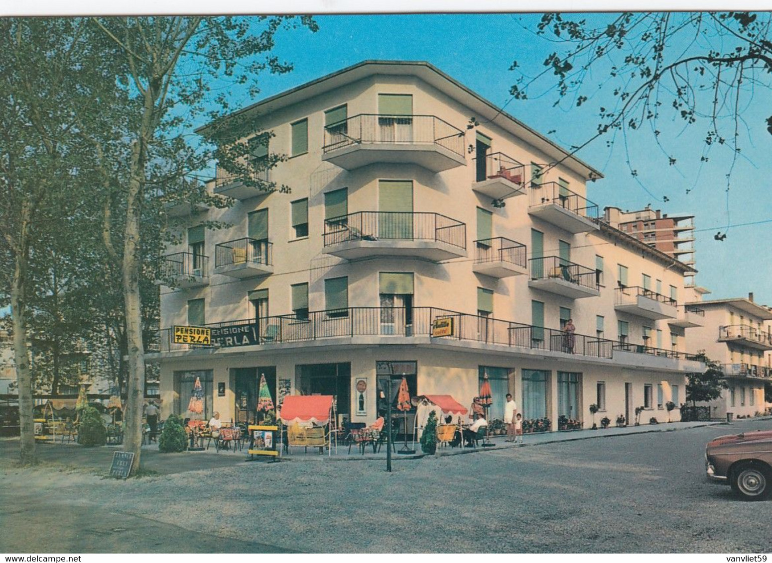 LIDO DI JESOLO-VENEZIA-PENSIONE=PERLA=INSEGNA ( COCA COLA )-CARTOLINA VERA FOTOGRAFIA-NON VIAGGIATA - Venetië (Venice)