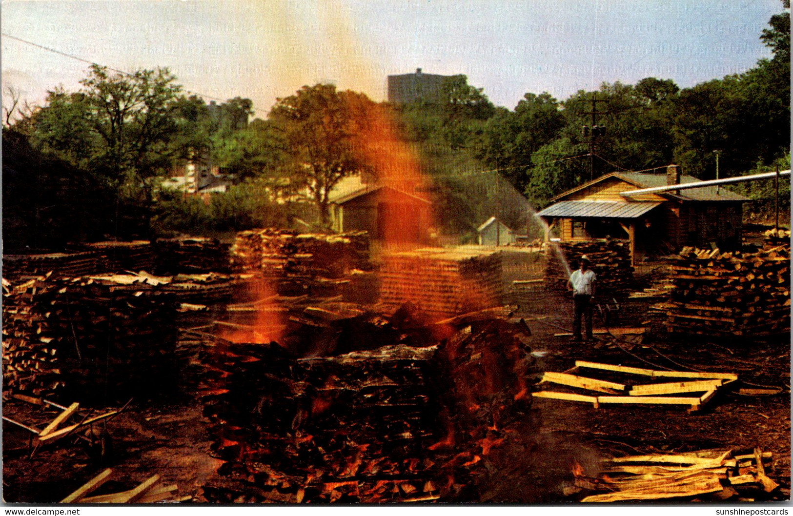 Tennessee Lynchburg Jack Daniel Distillery Making Charcoal 1985 - Lynchburg