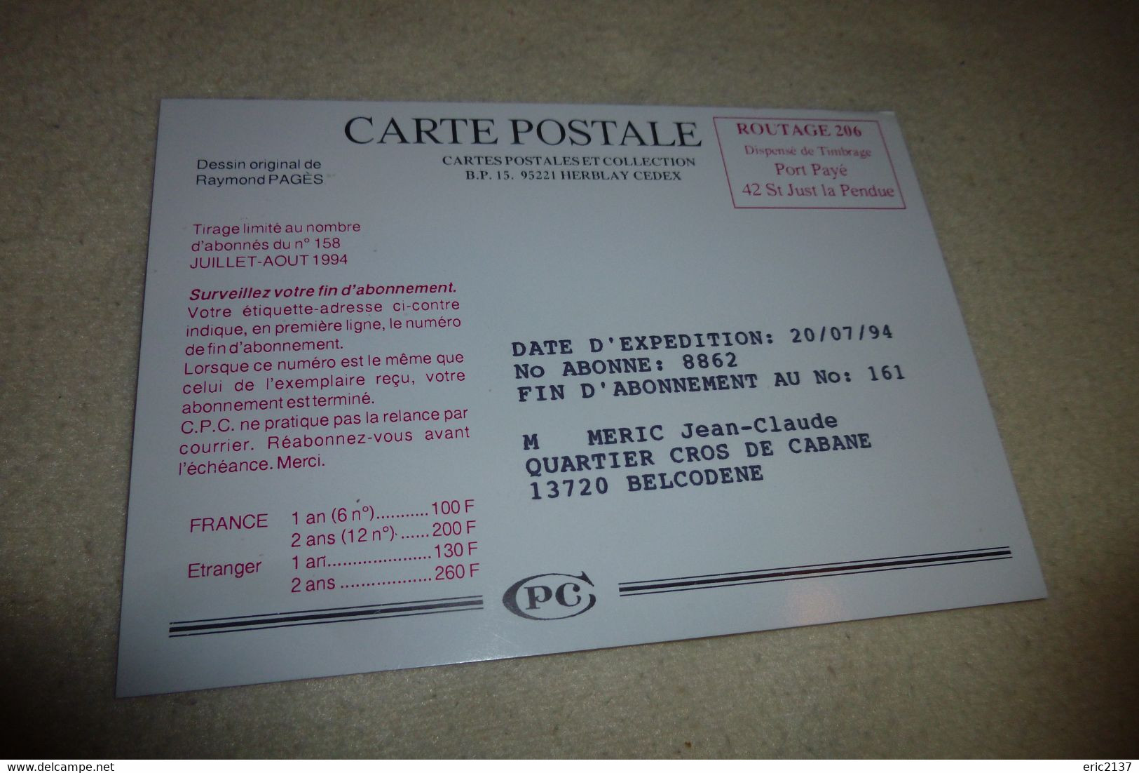 BELLE CARTE CPC ..1994 . .."PORTRAIT DE MR BILL BOCKET" ... - Pages