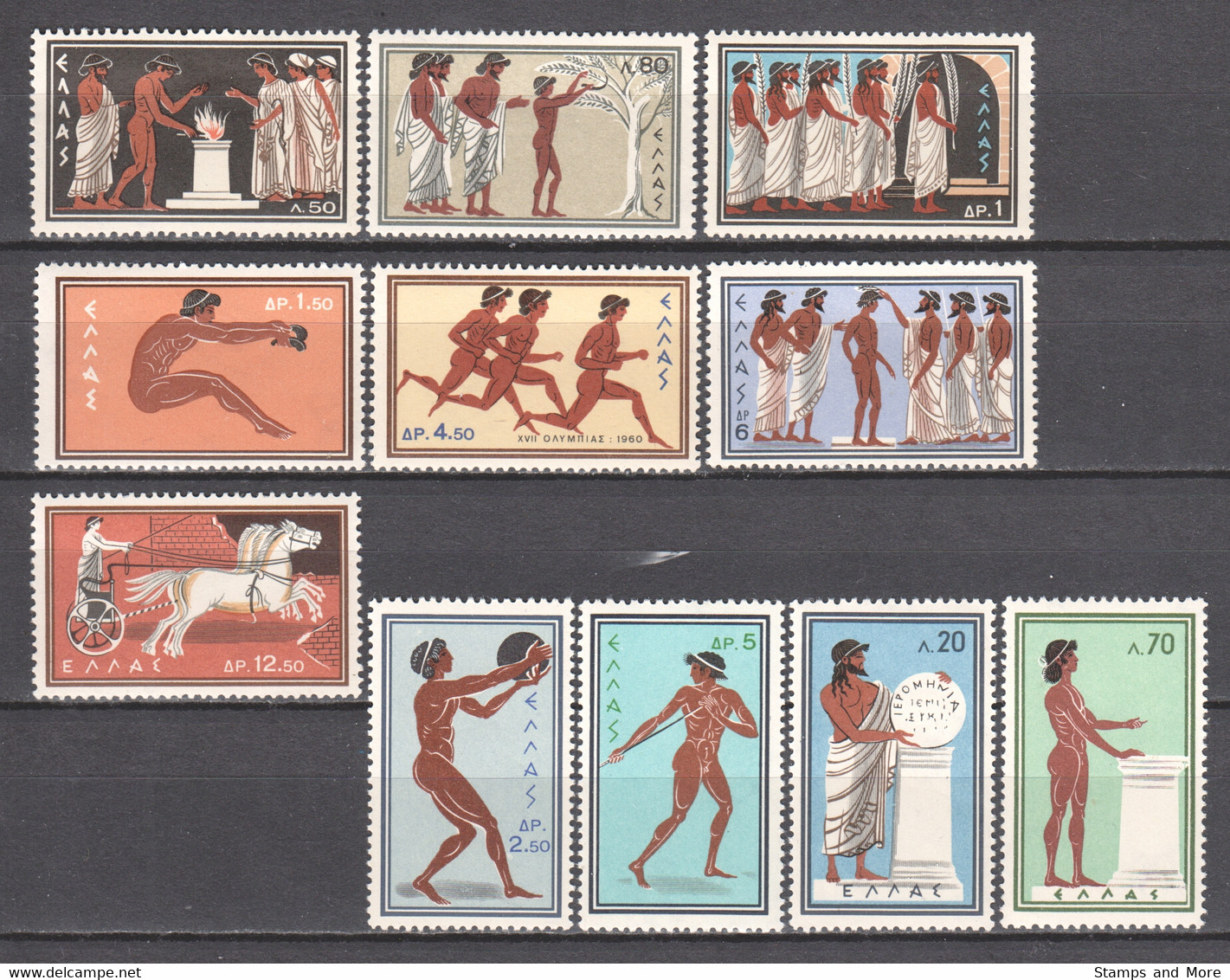 Greece 1960 Mi 734-744 MNH SUMMER OLYMPICS ROME - Unused Stamps