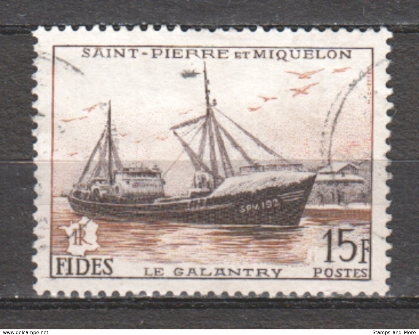 St Pierre Et Miquelon 1956 Mi 379 Canceled SHIP - Gebruikt
