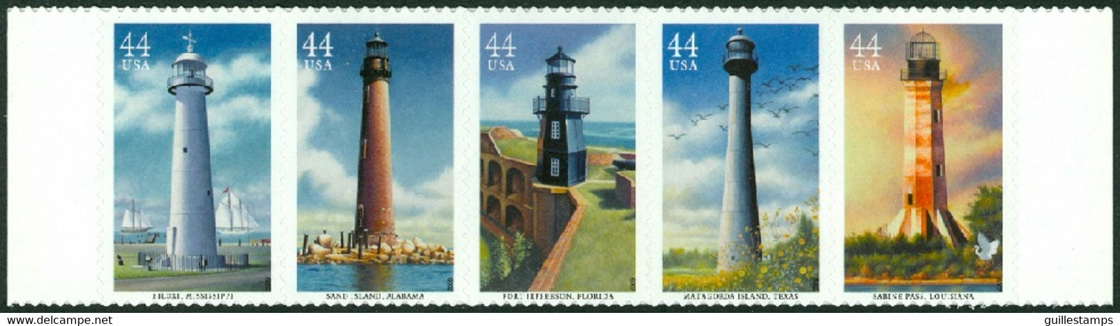 UNITED STATES OF AMERICA 2009 GULF COAST LIGHTHOUSES STRIP OF 5** (MNH) - Ungebraucht