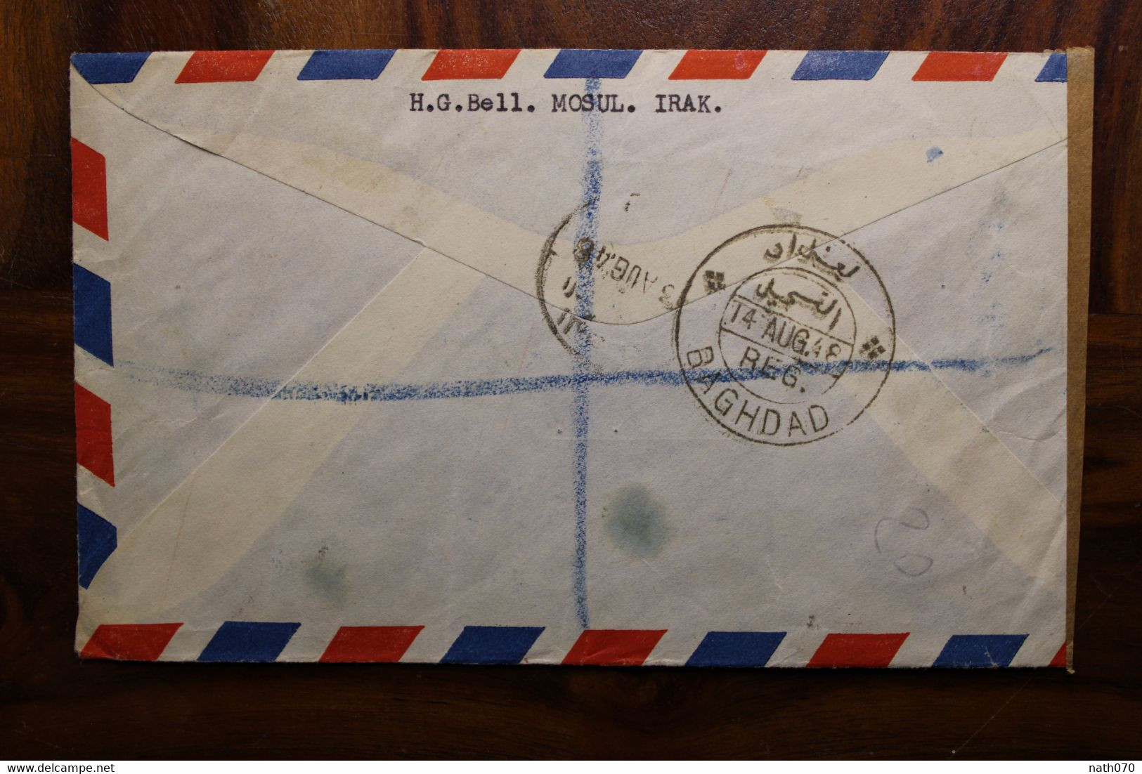 1948 Iraq Air Mail Cover Censure Enveloppe Osterreich Irak Mosul Registered Par Avion Recommandé Mossoul Zensur - Iraq