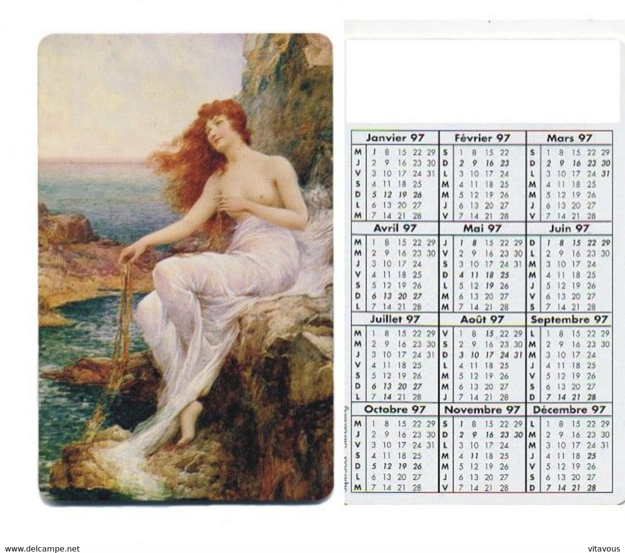 Nymphe  Peinture Carte Calendrier 1997 France Calendar - Other & Unclassified