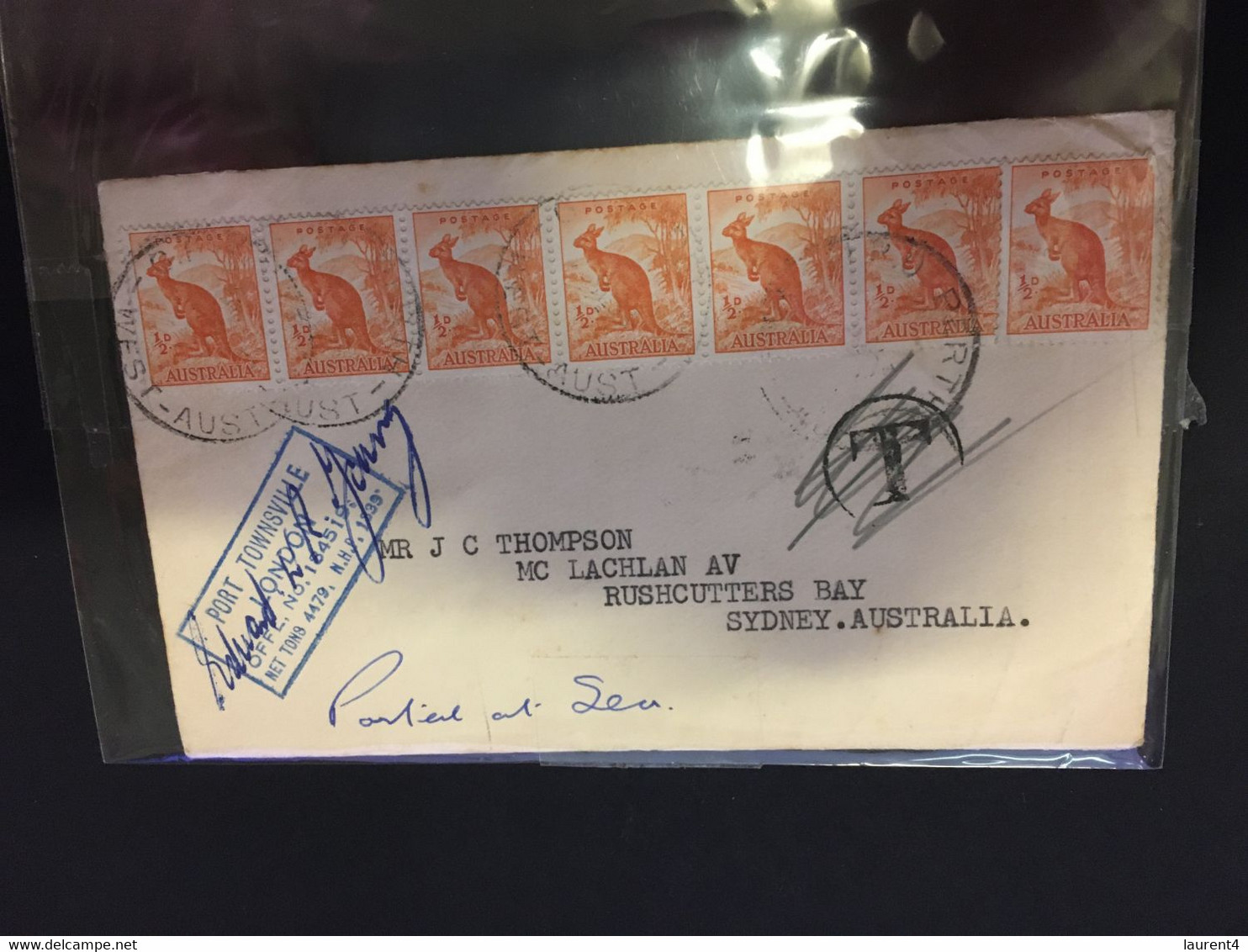 (II {ii} 9) (ep) Australia Cover - Posted At Sea Postmark - Taxed (cross Off) - To Sydney - Aden P/m Back Of Cover - Abarten Und Kuriositäten