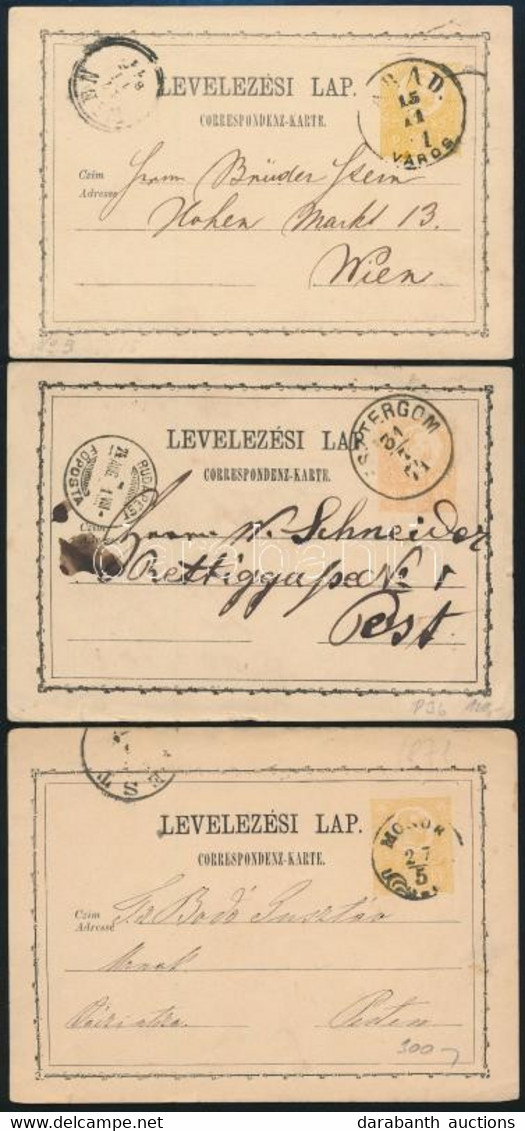 1871-1874 3 Db Futott 2kr Díjjegyes Levelezőlap - Otros & Sin Clasificación