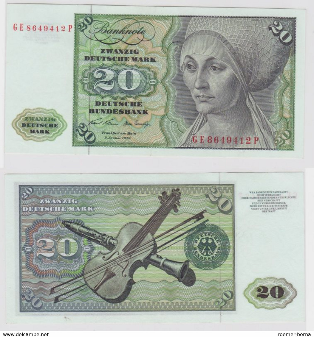 T112036 Banknote 20 DM Deutsche Mark Ro. 271b Schein 2.Jan. 1970 KN GE 8649412 P - 20 Deutsche Mark