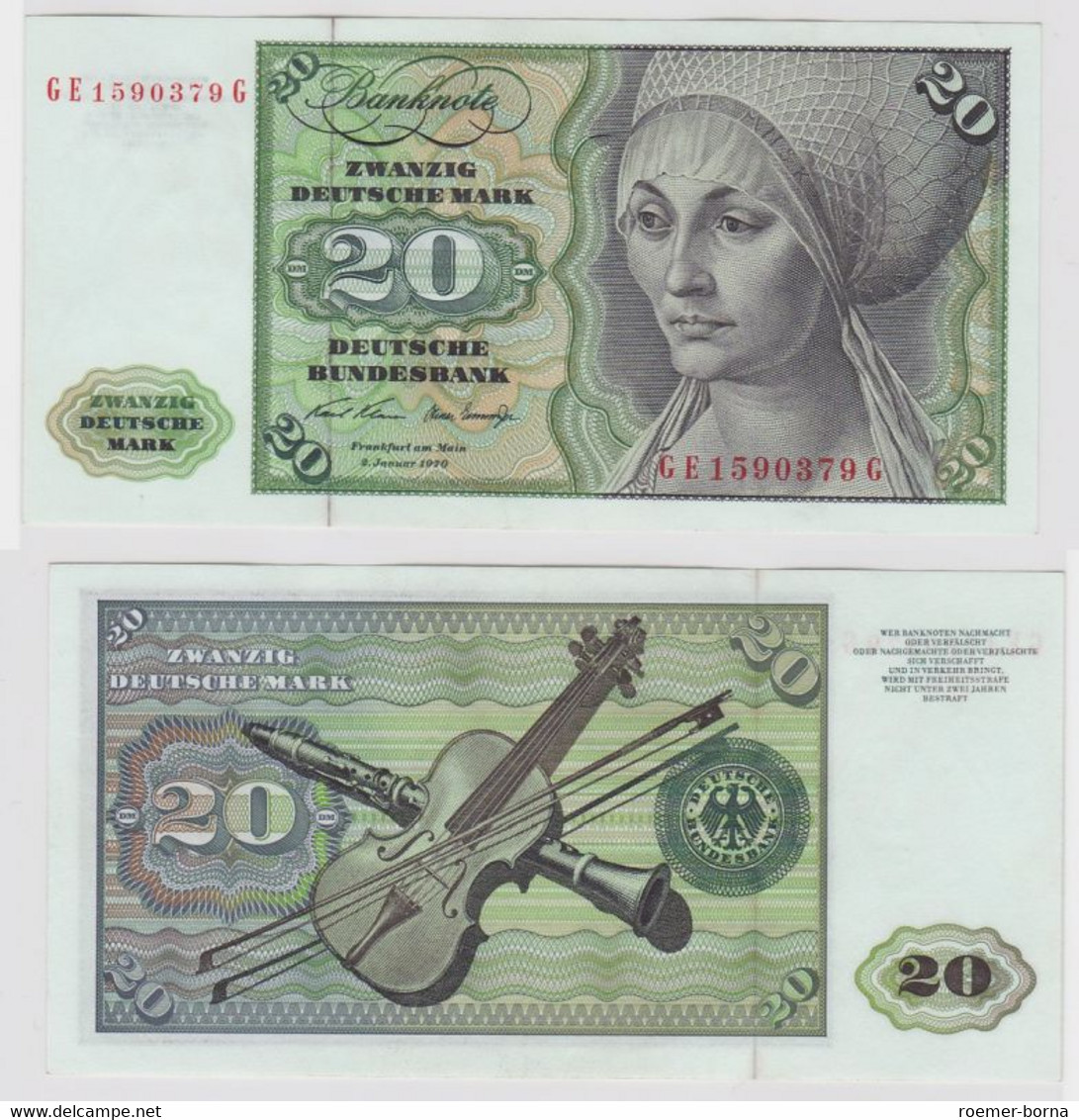 T115626 Banknote 20 DM Deutsche Mark Ro. 271b Schein 2.Jan. 1970 KN GE 1590379 G - 20 Deutsche Mark