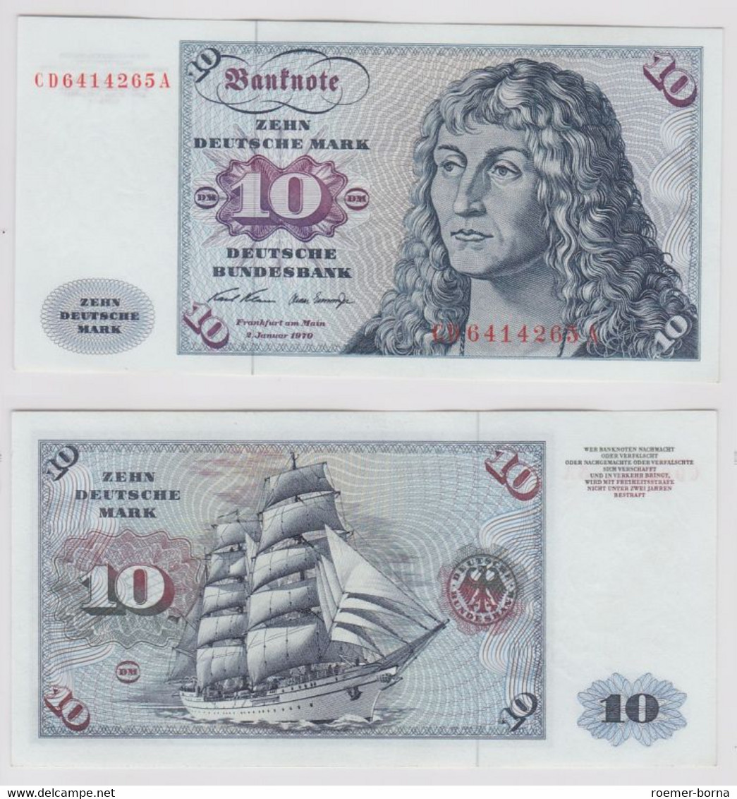 T141471 Banknote 10 DM Deutsche Mark Ro. 270a Schein 2.Jan. 1970 KN CD 6414265 A - 10 Deutsche Mark