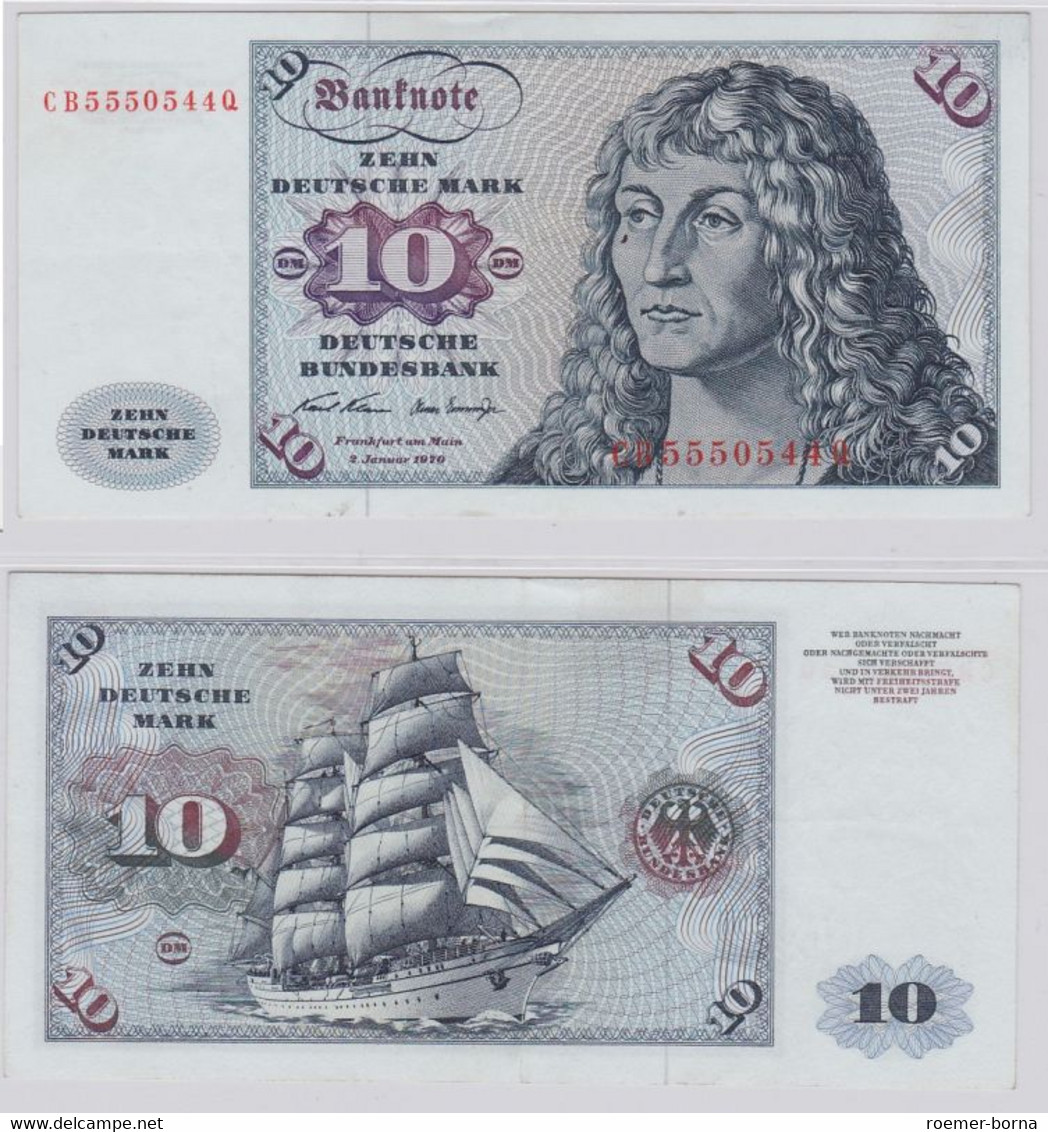 T141572 Banknote 10 DM Deutsche Mark Ro. 270a Schein 2.Jan. 1970 KN CB 5550544 Q - 10 DM