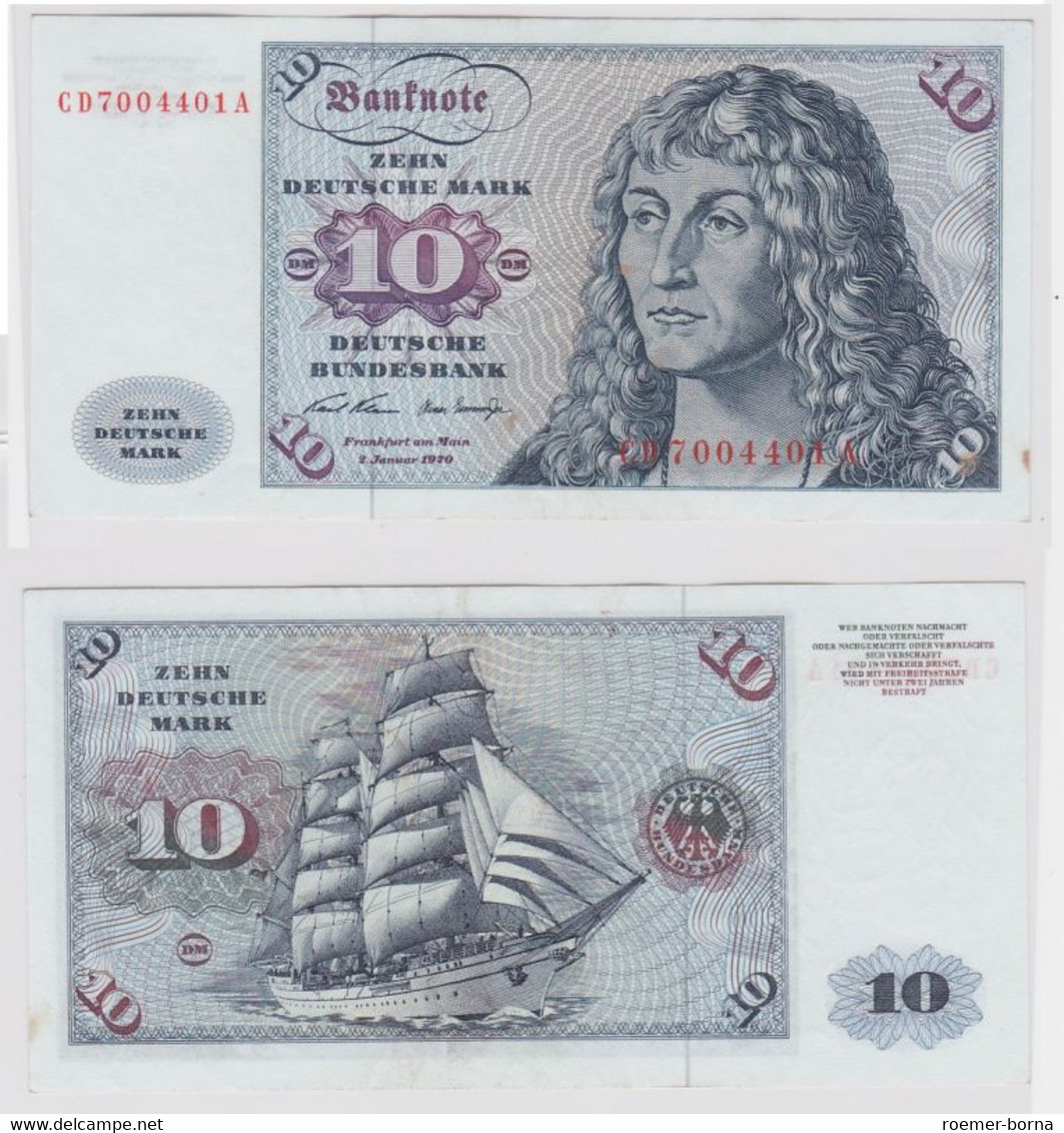 T141589 Banknote 10 DM Deutsche Mark Ro. 270a Schein 2.Jan. 1970 KN CD 7004401 A - 10 Deutsche Mark