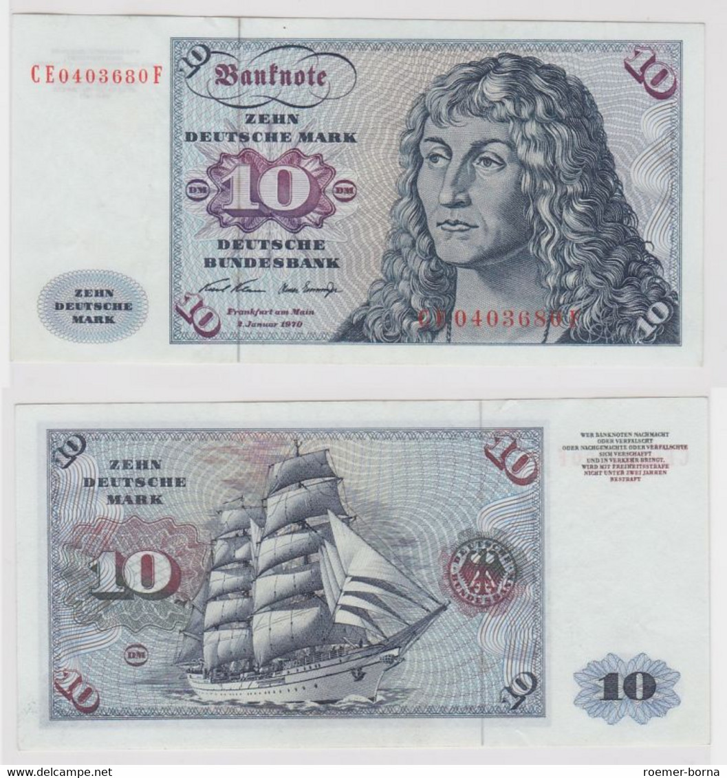 T141696 Banknote 10 DM Deutsche Mark Ro. 270b Schein 2.Jan. 1970 KN CE 0403680 F - 10 Deutsche Mark