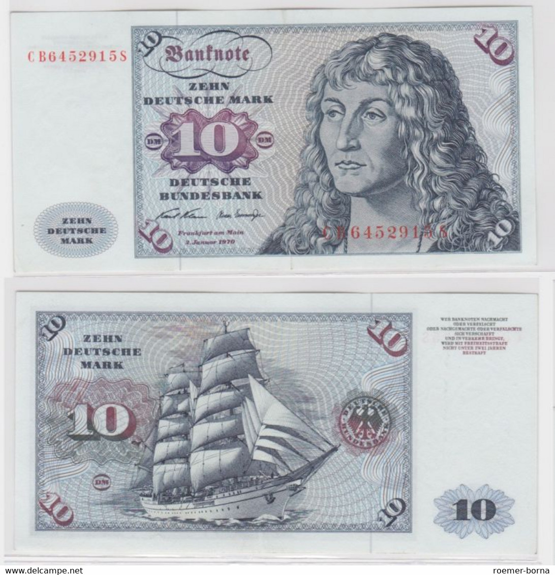 T142221 Banknote 10 DM Deutsche Mark Ro. 270a Schein 2.Jan. 1970 KN CB 6452915 S - 10 Deutsche Mark