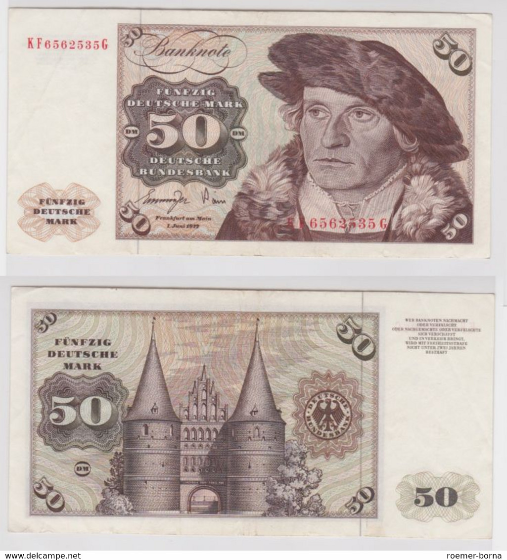 T143029 Banknote 50 DM Deutsche Mark Ro. 277a Schein 1.Juni 1977 KN KF 6562535 G - 50 DM