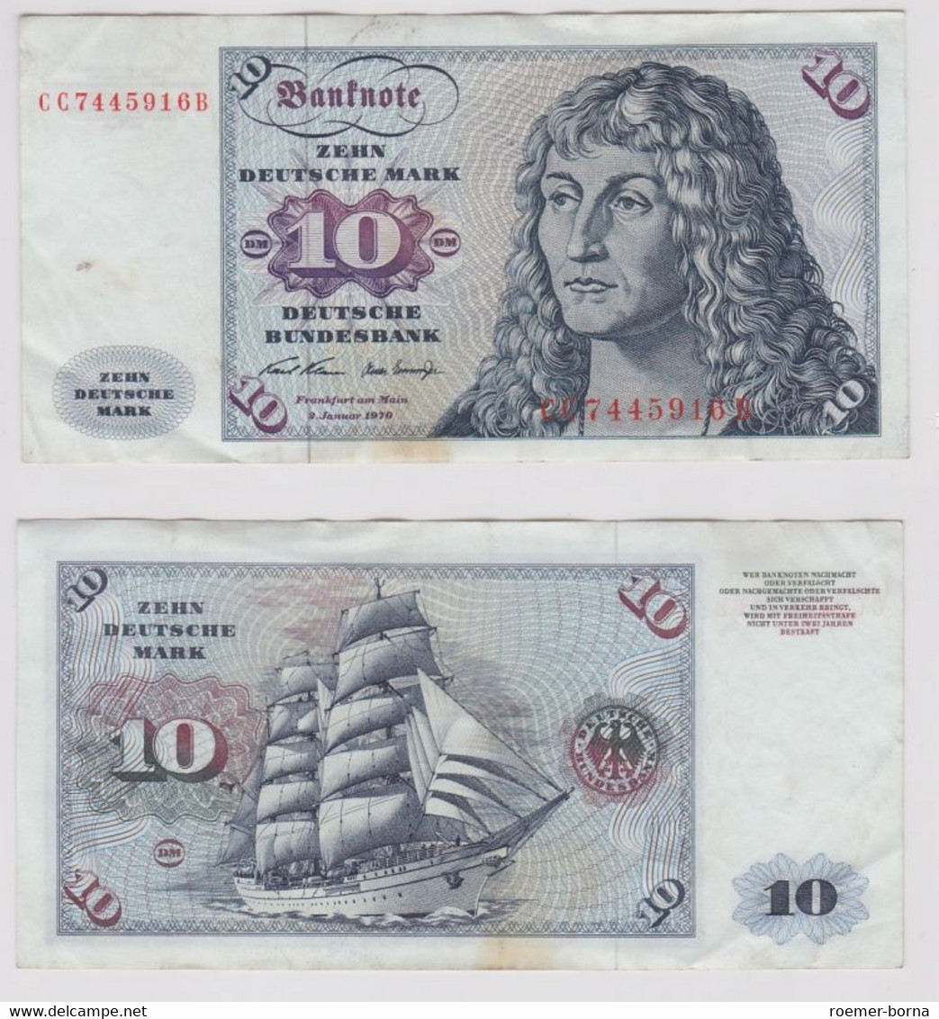 T143443 Banknote 10 DM Deutsche Mark Ro. 270a Schein 2.Jan. 1970 KN CC 7445916 B - 10 Deutsche Mark