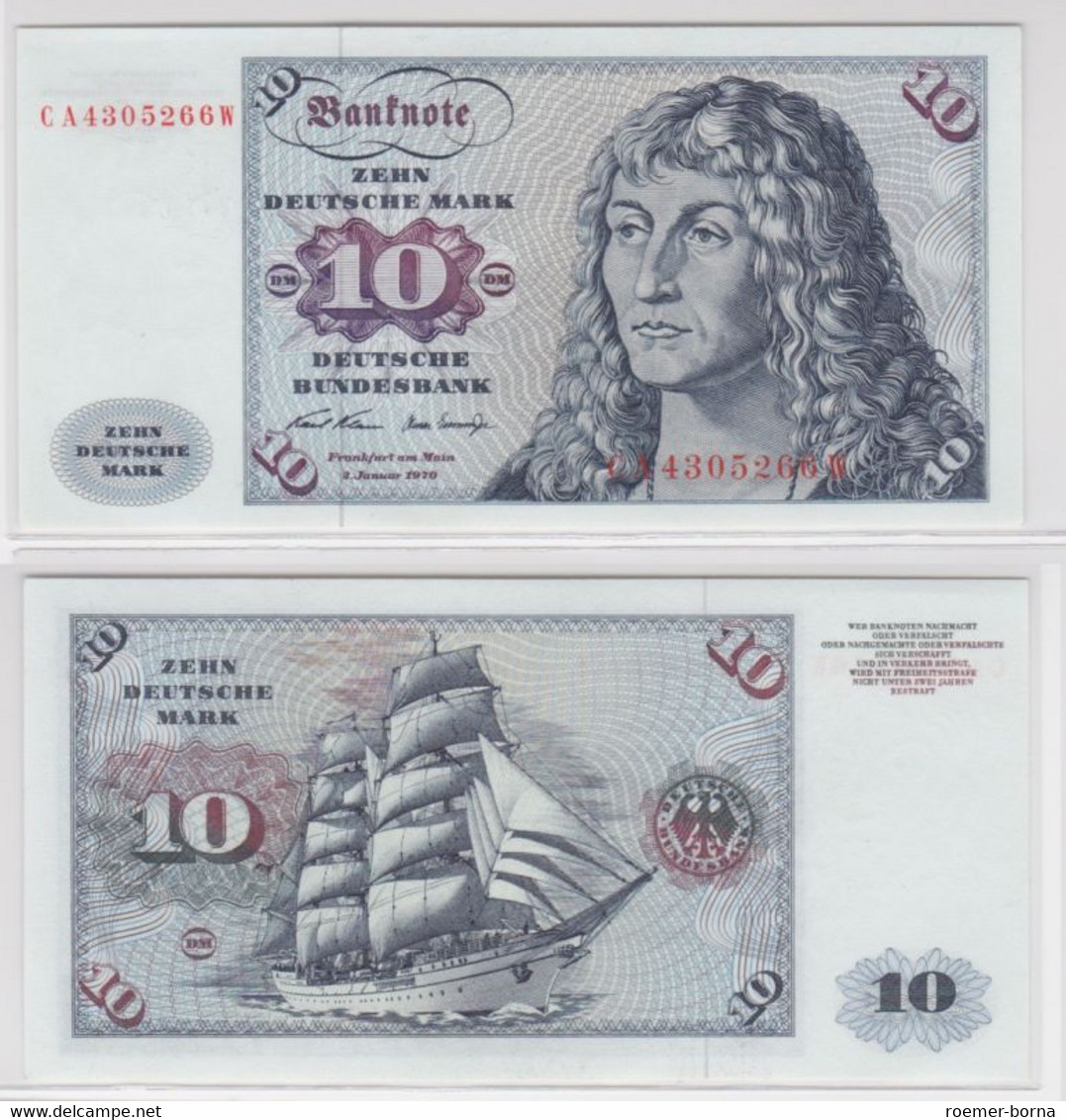 T143794 Banknote 10 DM Deutsche Mark Ro. 270a Schein 2.Jan. 1970 KN CA 4305266 W - 10 DM