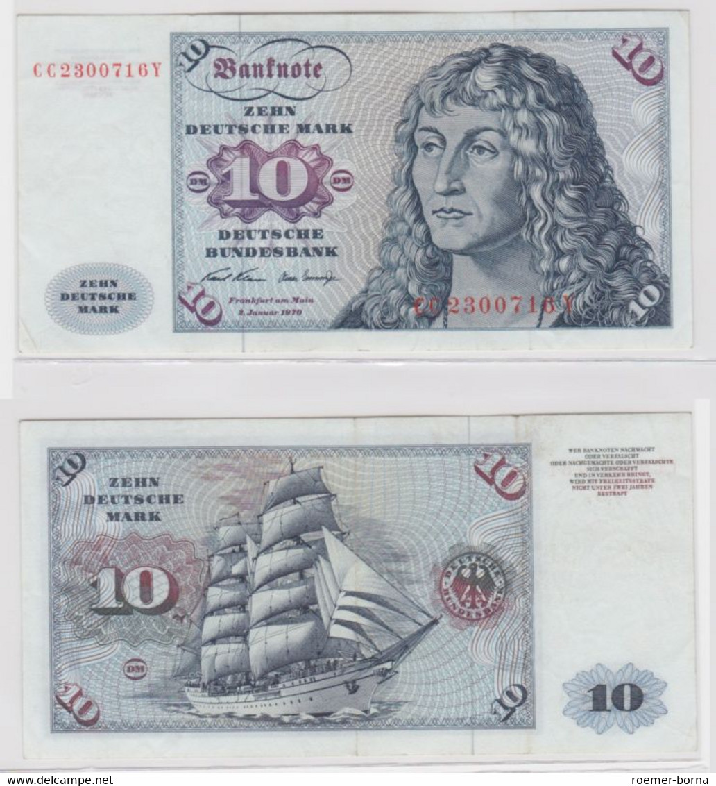 T144458 Banknote 10 DM Deutsche Mark Ro. 270a Schein 2.Jan. 1970 KN CC 2300716 Y - 10 Deutsche Mark